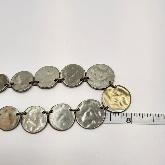 Loft Hammered Concentric Circle Silver Tone Necklace Signed Everyday Jewelry - Picture 5 of 5